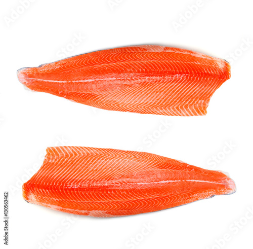 Fresh salmon fillet isolated on white background