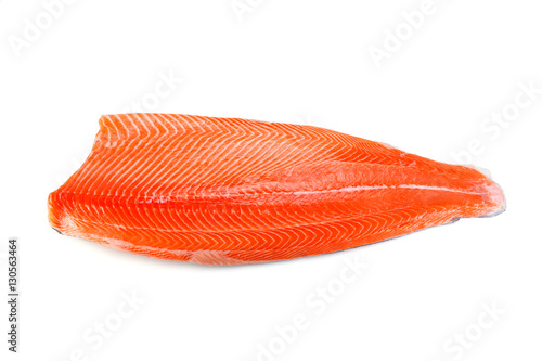 Stampa su tela Fresh salmon fillet isolated on white background