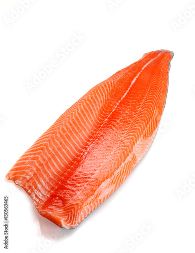 Fresh salmon fillet isolated on white background