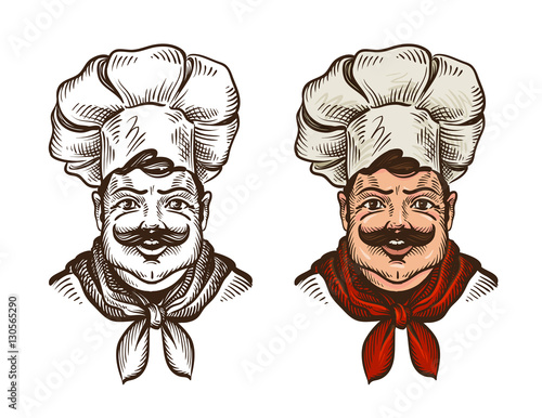 Chef face caricature cartoon. Vector illustration