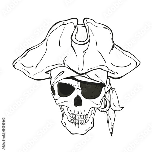 pirate skull with hat and eye patch