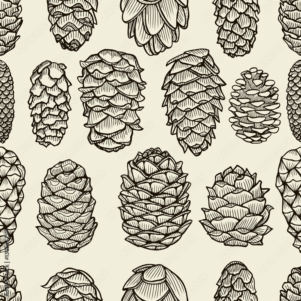Seamless pattern with pine cones Seamless pattern with pine cones