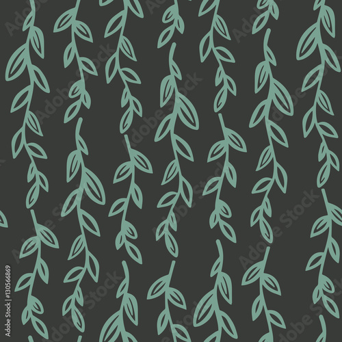 Decorative brunchesjn dark background. Seamless pattern.