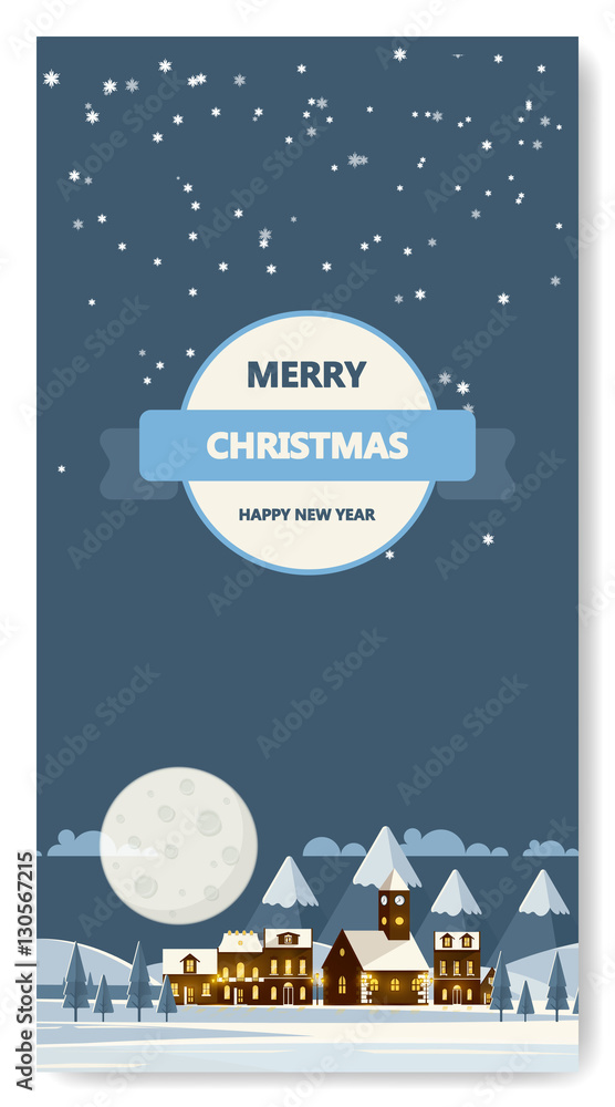 Merry Christmas Greeting Card Flat Style Vector Illustration.
Merry Christmas Greeting Card Flat Style Vector Illustration.