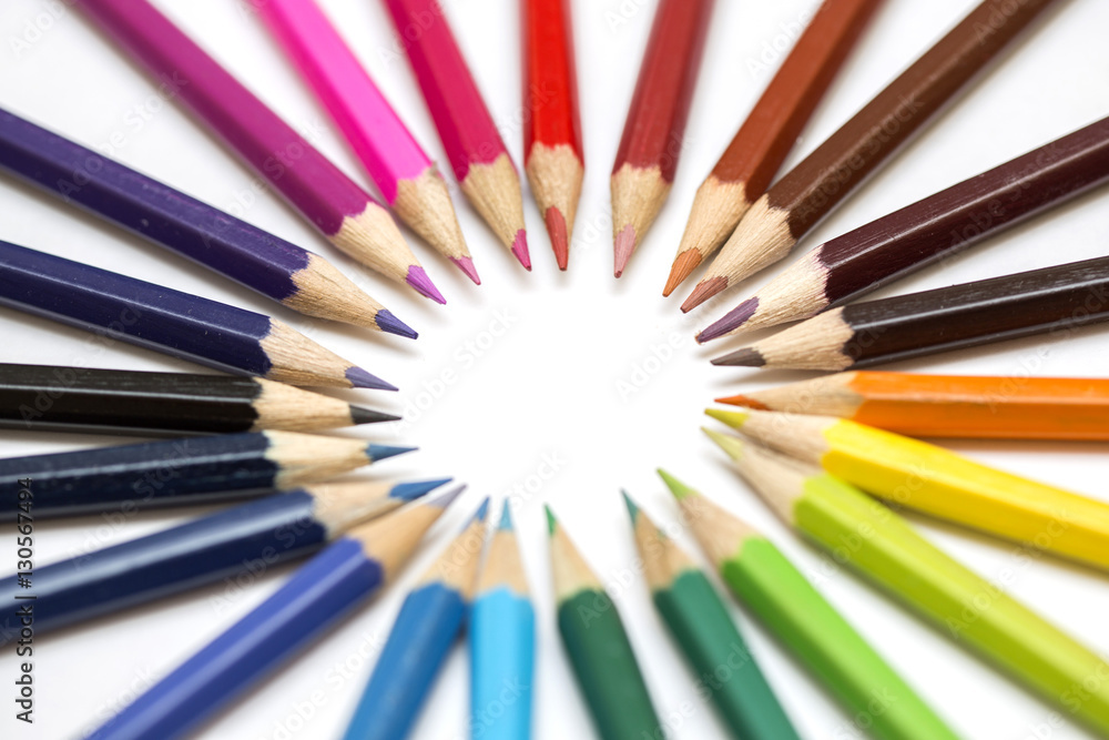 Group of color pencils on white background Group of color pencils on white background
