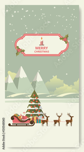 Wallpaper Mural Merry Christmas Greeting Card Flat Style Vector Illustration.

 Torontodigital.ca