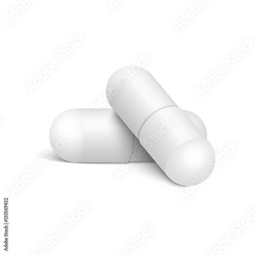 Two vector realistic medical pills isolated on white background.