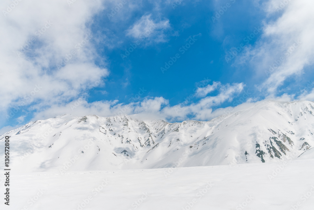 Plakat High mountains under snow with clear blue sky