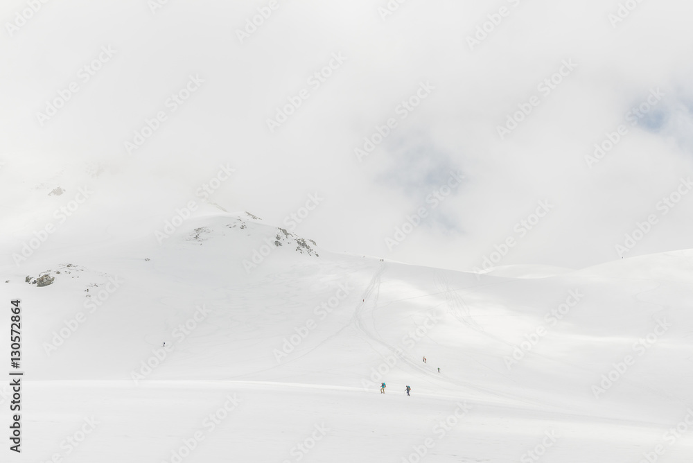 High mountains under snow with clear blue sky High mountains under snow with clear blue sky