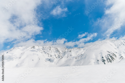 High mountains under snow with clear blue sky © NAVAPON