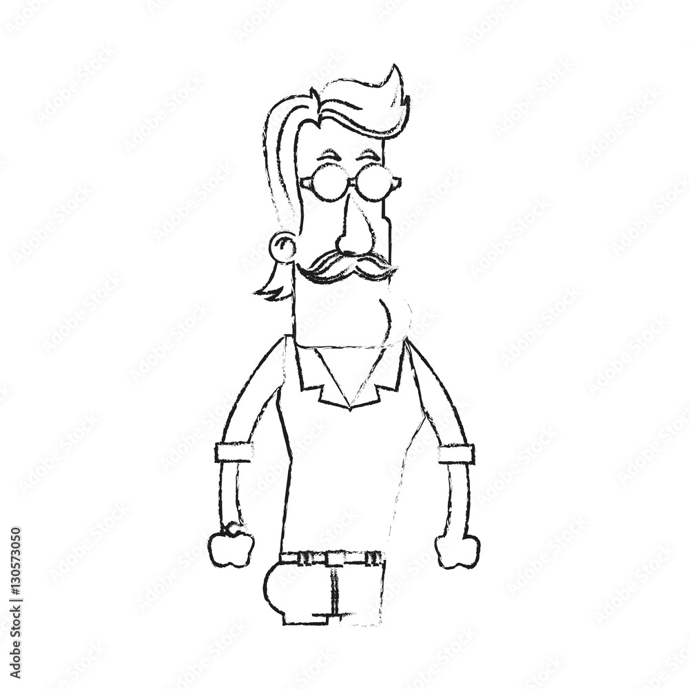 Hipster man cartoon icon. Male avatar person people and human theme. Isolated design. Vector illustration Hipster man cartoon icon. Male avatar person people and human theme. Isolated design. Vector illustration