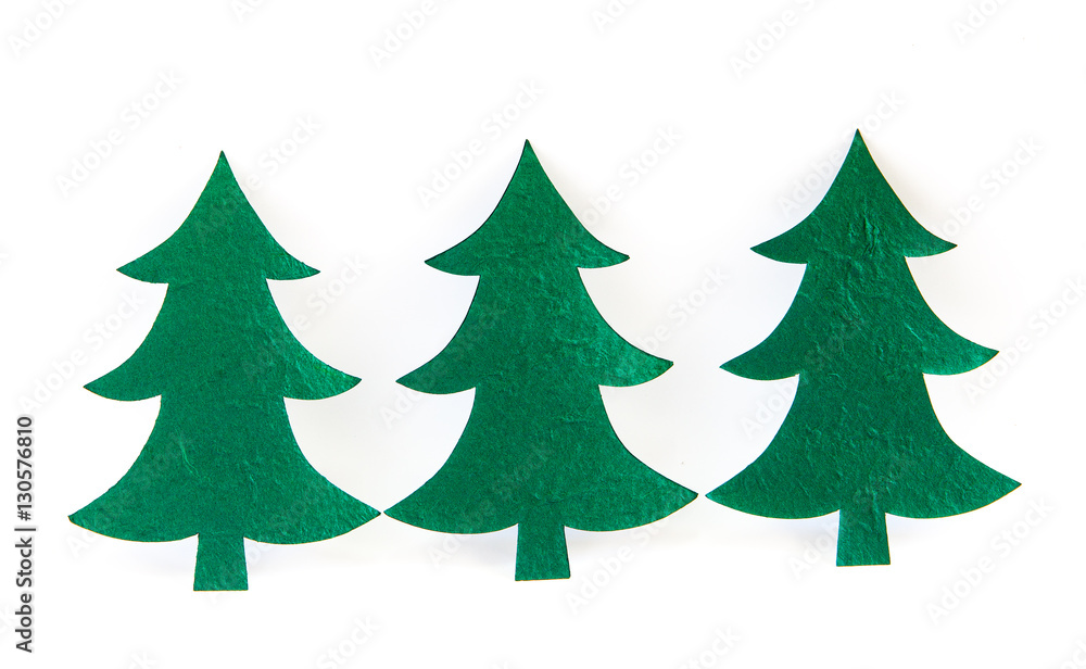 Green Christmas trees, isolated on white background.