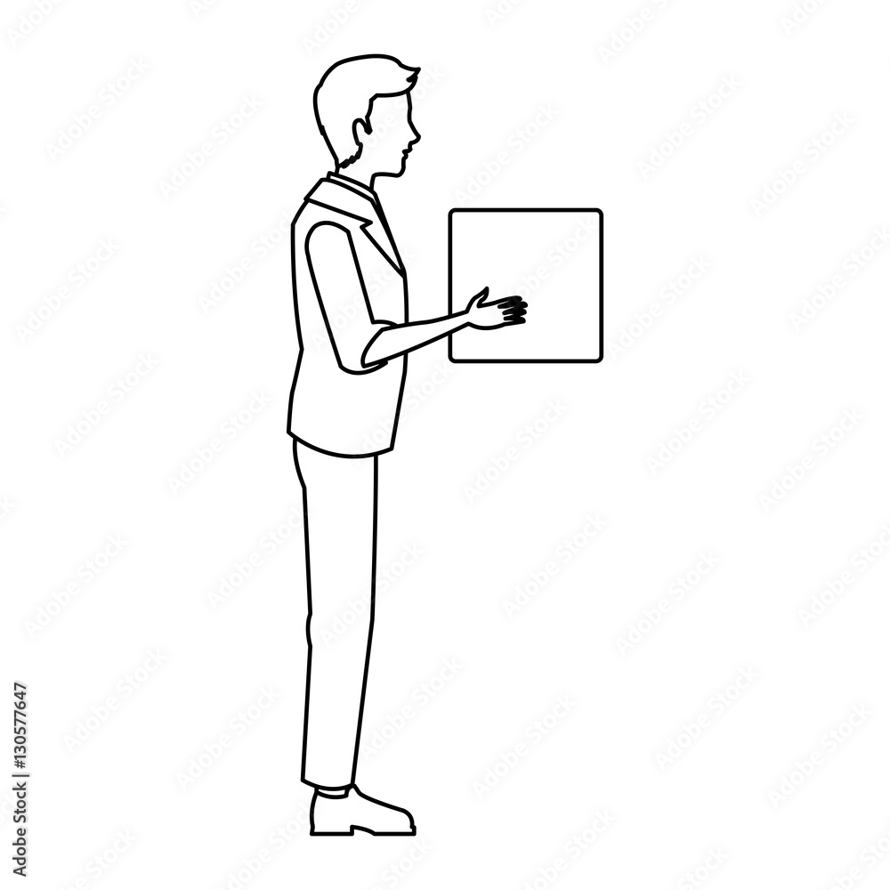 Man cartoon with box icon. Male avatar person people and human theme. Isolated design. Vector illustration Man cartoon with box icon. Male avatar person people and human theme. Isolated design. Vector illustration