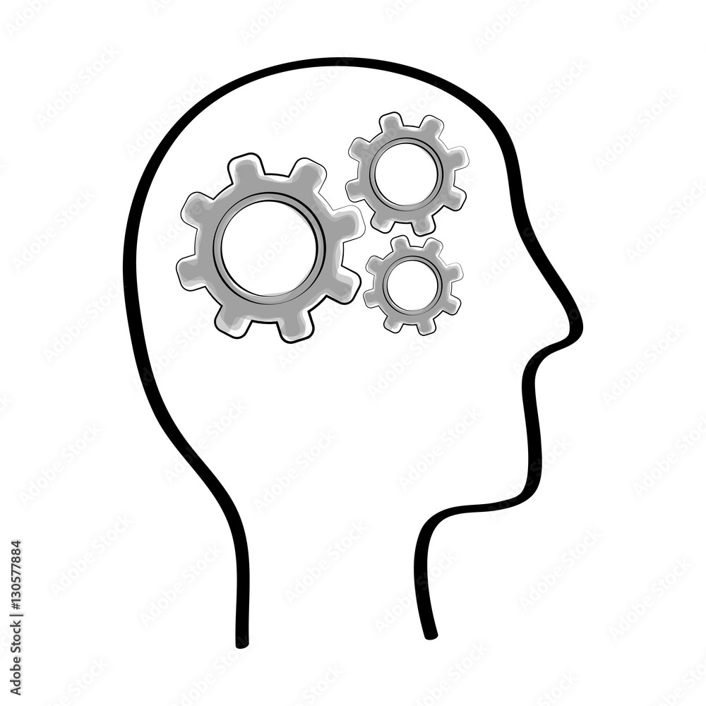 Human head with gears inside icon vector illustration graphic design Human head with gears inside icon vector illustration graphic design