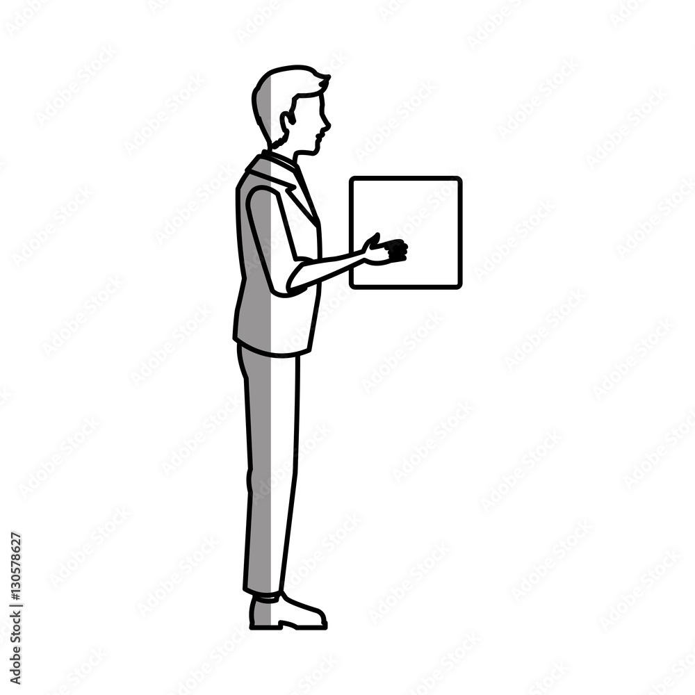 Man cartoon with box icon. Male avatar person people and human theme. Isolated design. Vector illustration Man cartoon with box icon. Male avatar person people and human theme. Isolated design. Vector illustration
