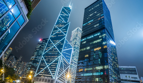 low angle view of business buildings in Hong Kong,China. © fanjianhua