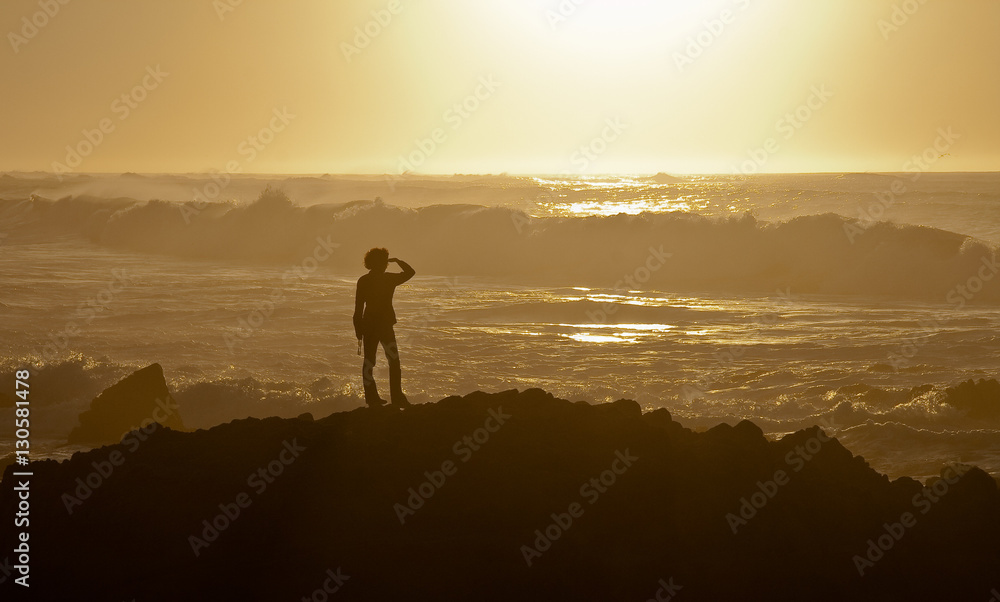 Woman at Asilomar State Beach near Monterey, California, USA