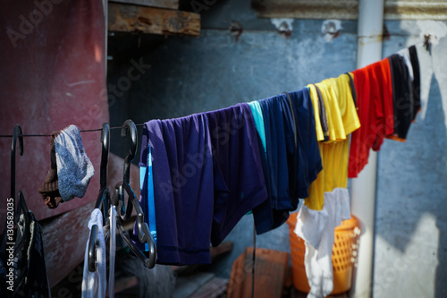 clothes line laundry with lot of  photo taken in depok jakarta indonesia