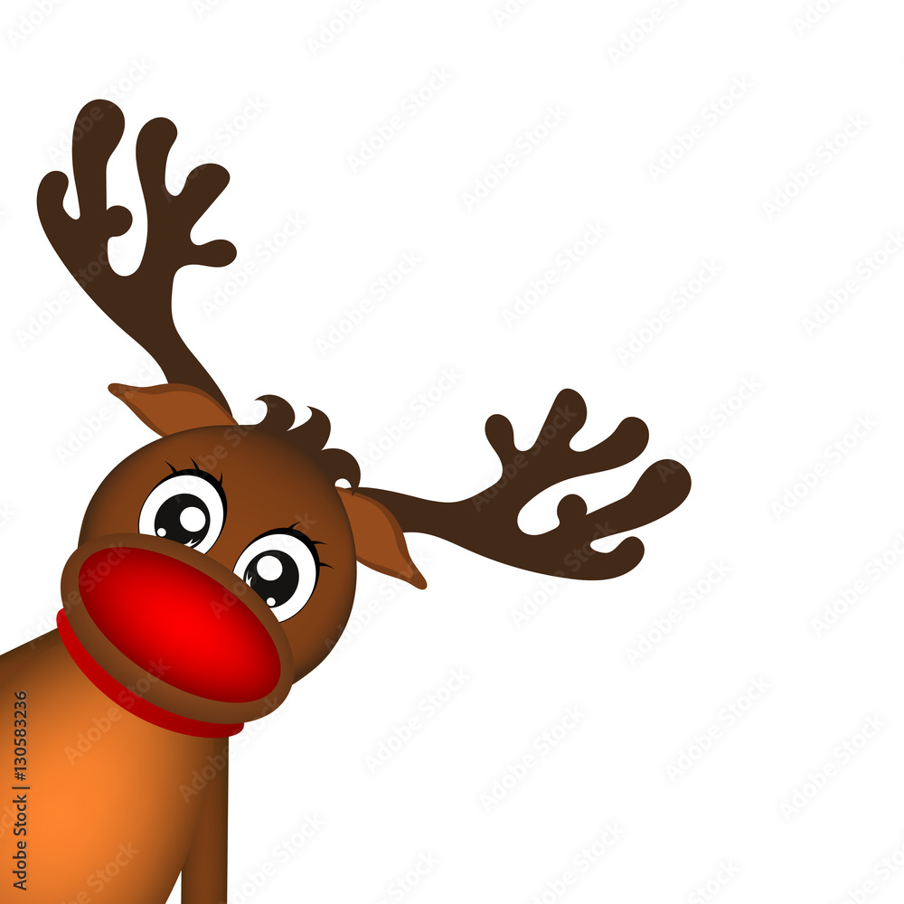 Reindeer peeking sideways on a white background Stock Vector | Adobe Stock
