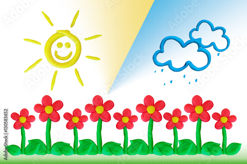 Wallpaper Mural Sunshine and rain contrasted with modelling clay scene Torontodigital.ca