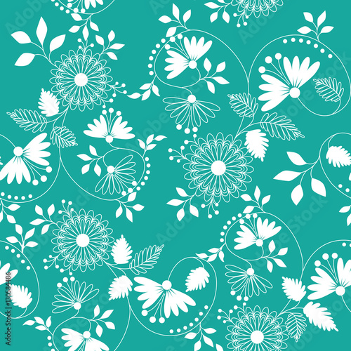 Vector pattern, colorful flowers in the Oriental style. Interwea photo