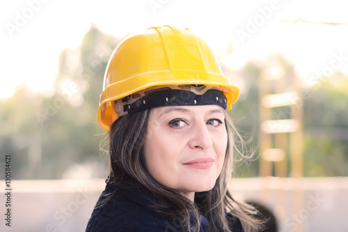 Female architect at a construction site.