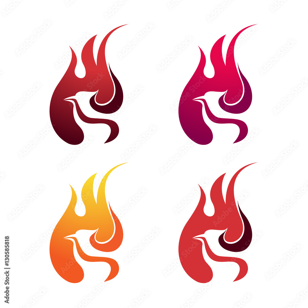 Fotografie Phoenix Eagle Fire Flame Blaze Bird Logo Symbol