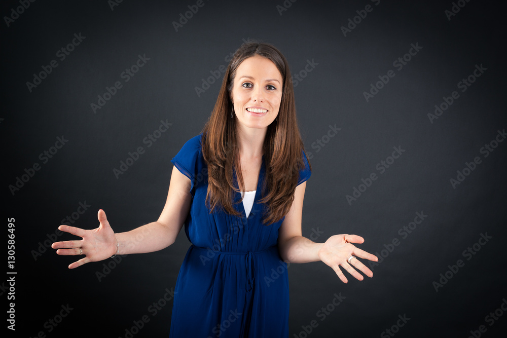 Beautiful woman doing different expressions in different sets of clothes: surprise Beautiful woman doing different expressions in different sets of clothes: surprise