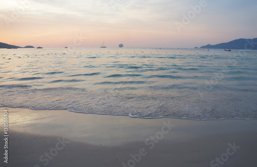 Seashore landscape sunset on the beach