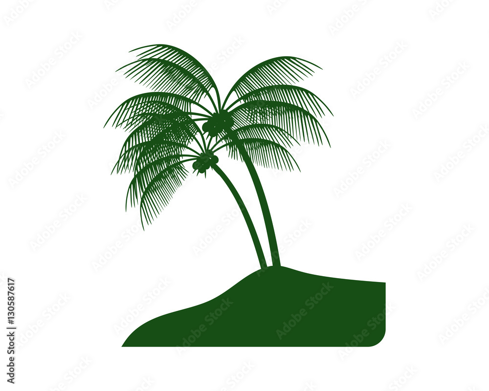 Naklejka premium green coconut tree silhouette