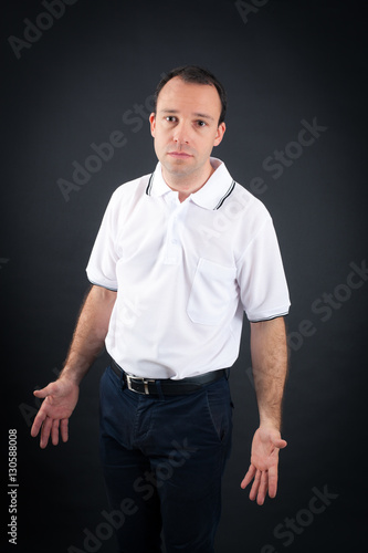 Handsome Man doing different expressions in different sets of clothes: worried