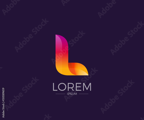 L Alphabet letter logo. Abstract Glossy Colorful logotype vector design template.
