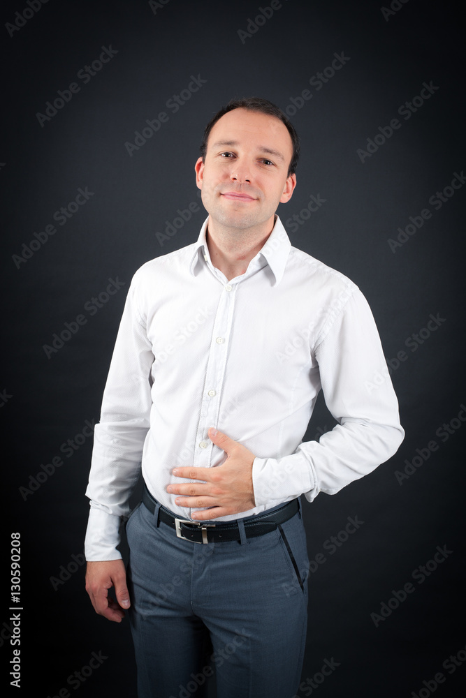 Handsome Man doing different expressions in different sets of clothes: hungry Handsome Man doing different expressions in different sets of clothes: hungry
