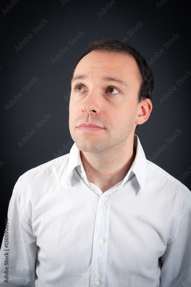 Handsome Man doing different expressions in different sets of clothes: thinking Handsome Man doing different expressions in different sets of clothes: thinking