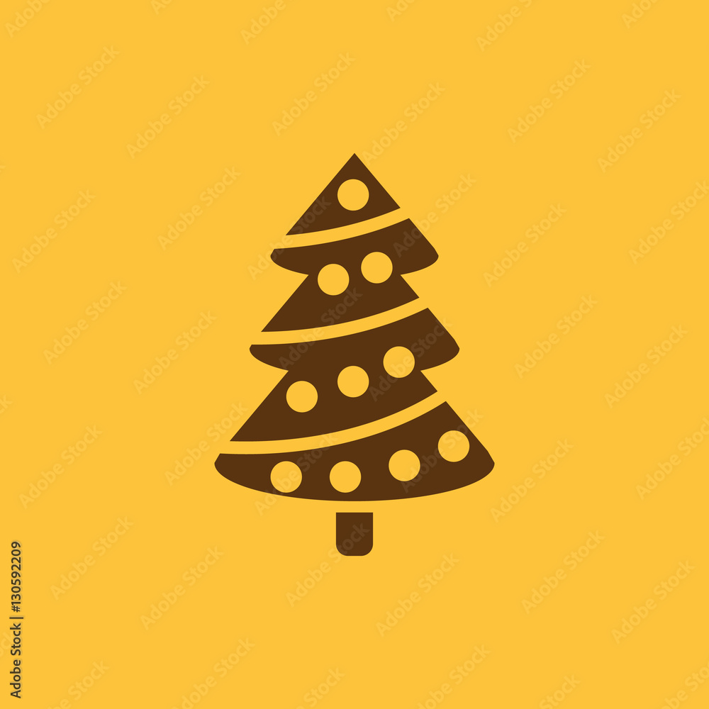 Christmas tree icon. New year and xmas, christmas, winter symbol. Flat design. Stock - Vector illustration