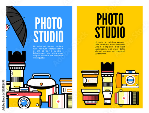 Photography banner set with photo elements isolated