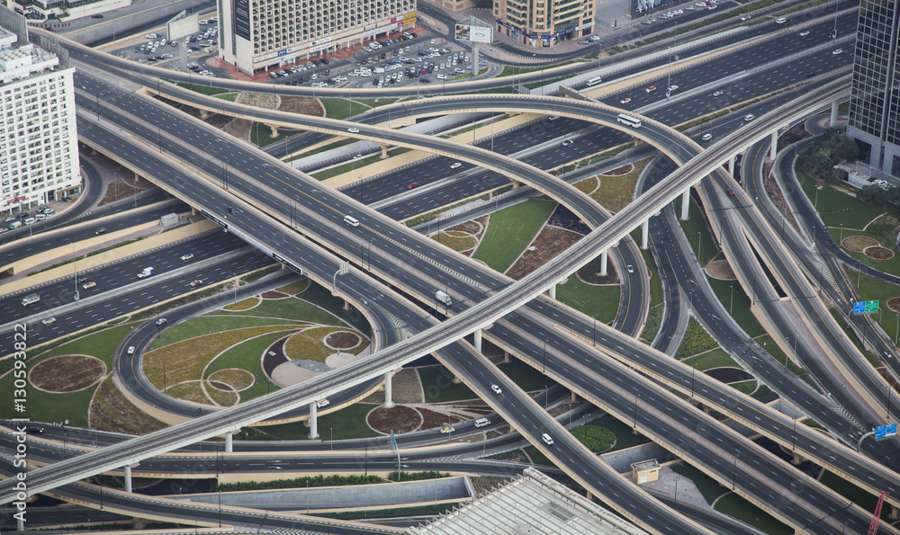Fototapeta premium aerial view of a junction in Dubai 