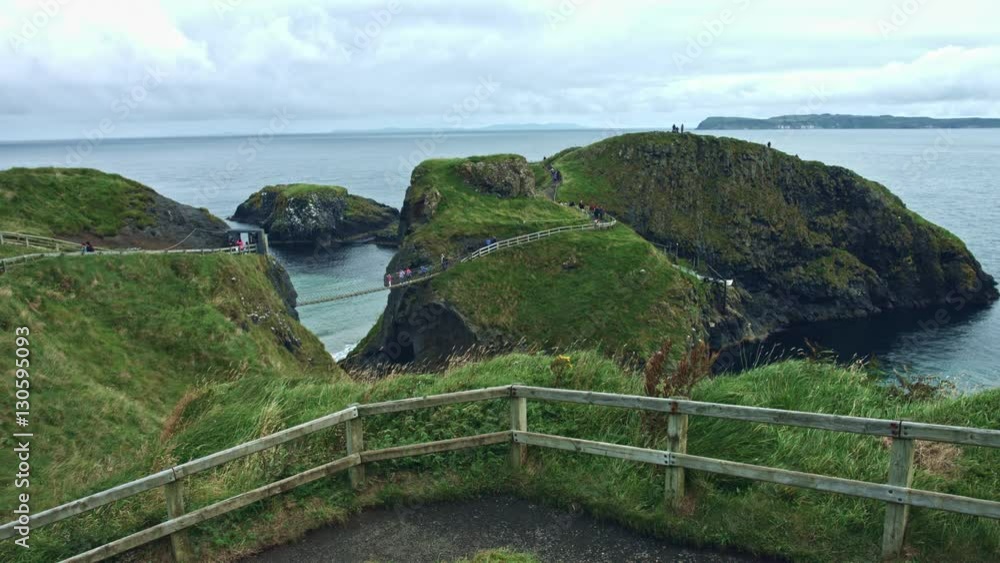 4k Shot of Carrick-a-Rede Rope Bridge, Game of thrones filming location 4k Shot of Carrick-a-Rede Rope Bridge, Game of thrones filming location