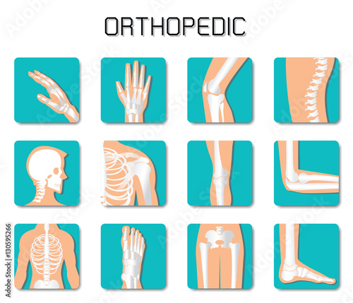Orthopedic and spine icon set on white background.