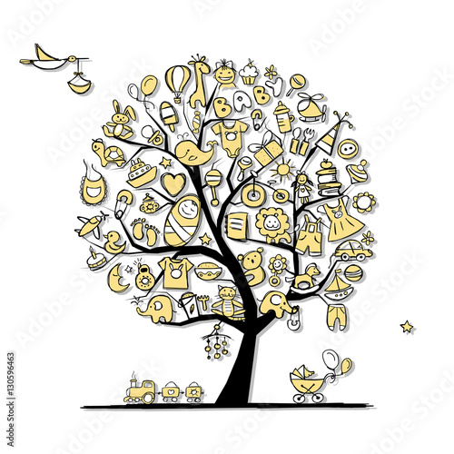 Art tree with baby toys for your design