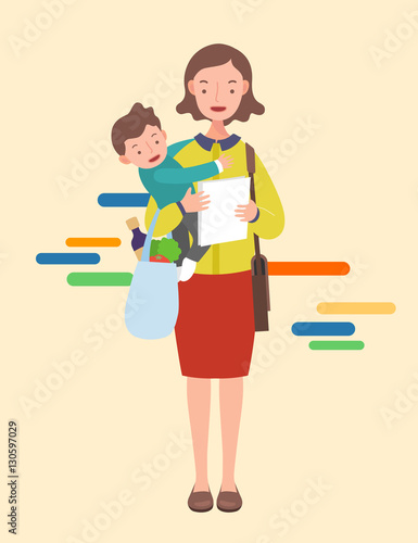 working mom with baby