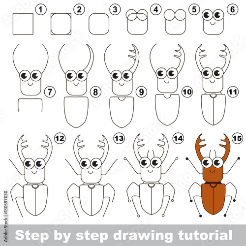 Drawing tutorial. Brown Bug with corns.