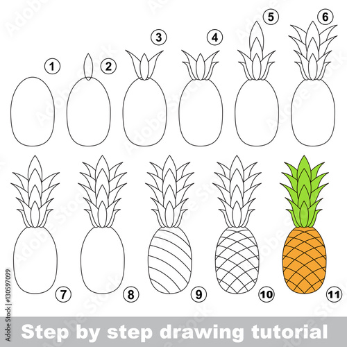 Drawing tutorial. Ripe Pineapple.