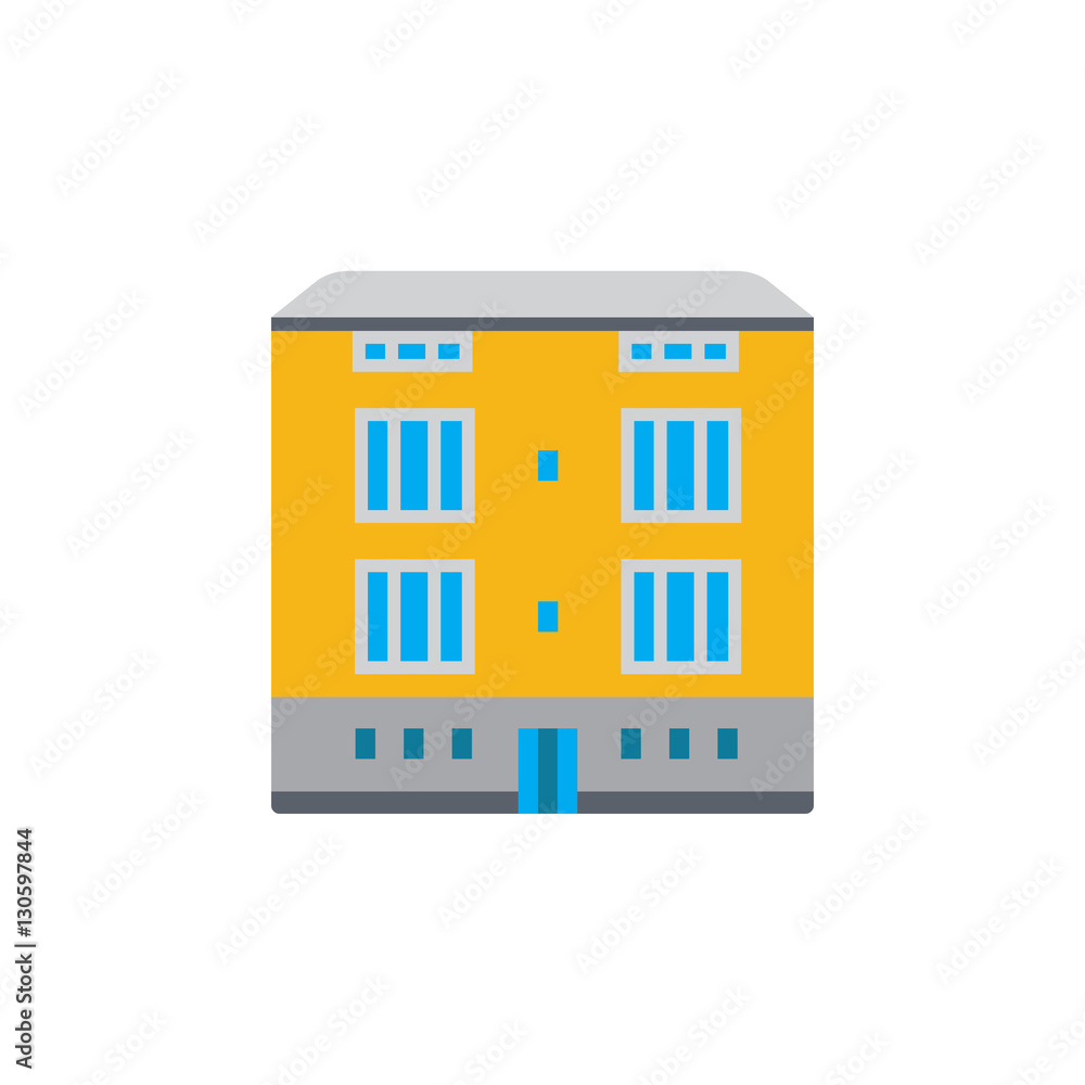 Vector icon or illustration with building in material design style Vector icon or illustration with building in material design style