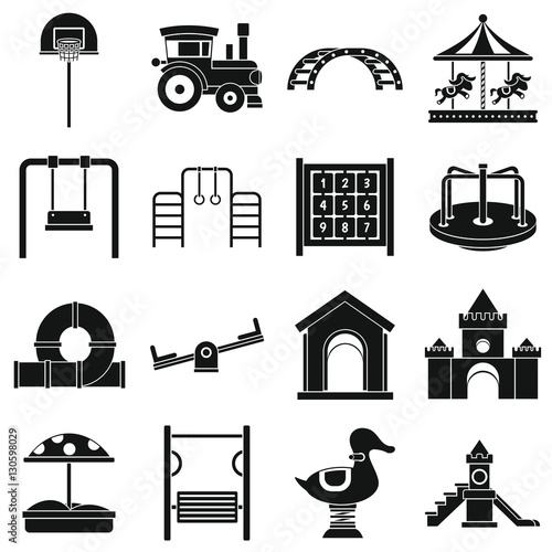 Playground icons set. Simple illustration of 16 playground vector icons for web
