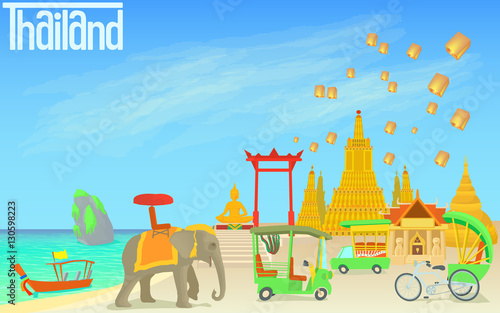 Thailand travel concept. Cartoon illustration of Thailand travel vector concept for web
