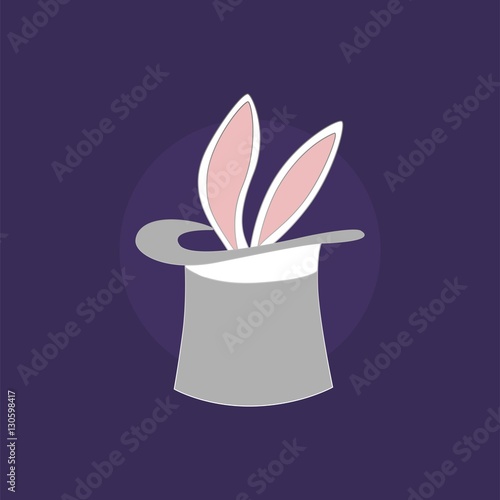 Vector icon. Sticking the rabbit ears. The focus in the circus