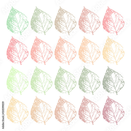 Birch leaves. Seamless pattern. Hand drawn. Graphic drawing. Illustration