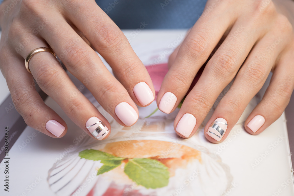 Natural nails, gel polish. Stylish Nails, Nailpolish. Nail art design for  the fashion style. - Stock Image - Everypixel