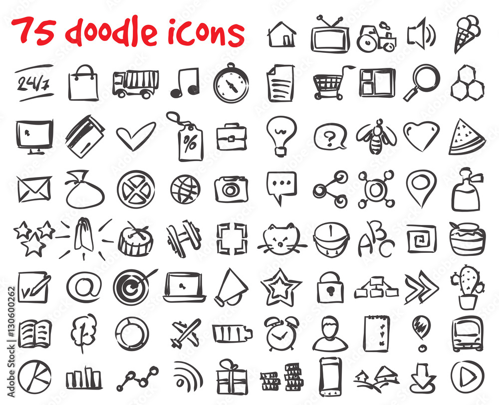 vector doodle icons set vector doodle icons set